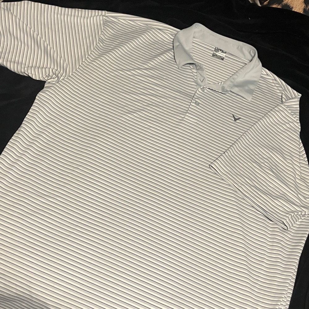 Callaway Men's Polo Shirt - Gray and White Stripes